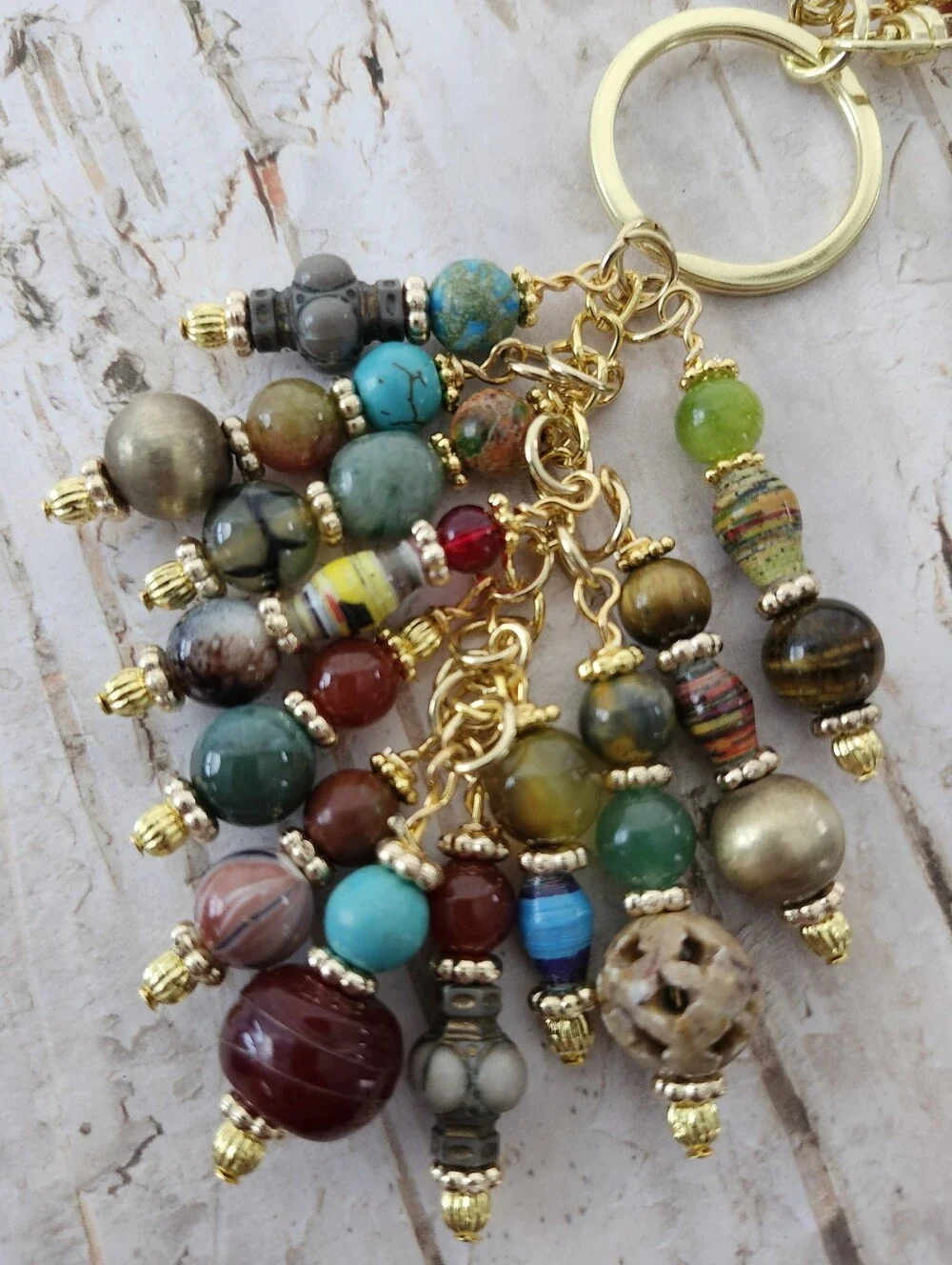 Native American Purse Charm or Keychain Carnelian Agate Jade Howlite Handcrafted